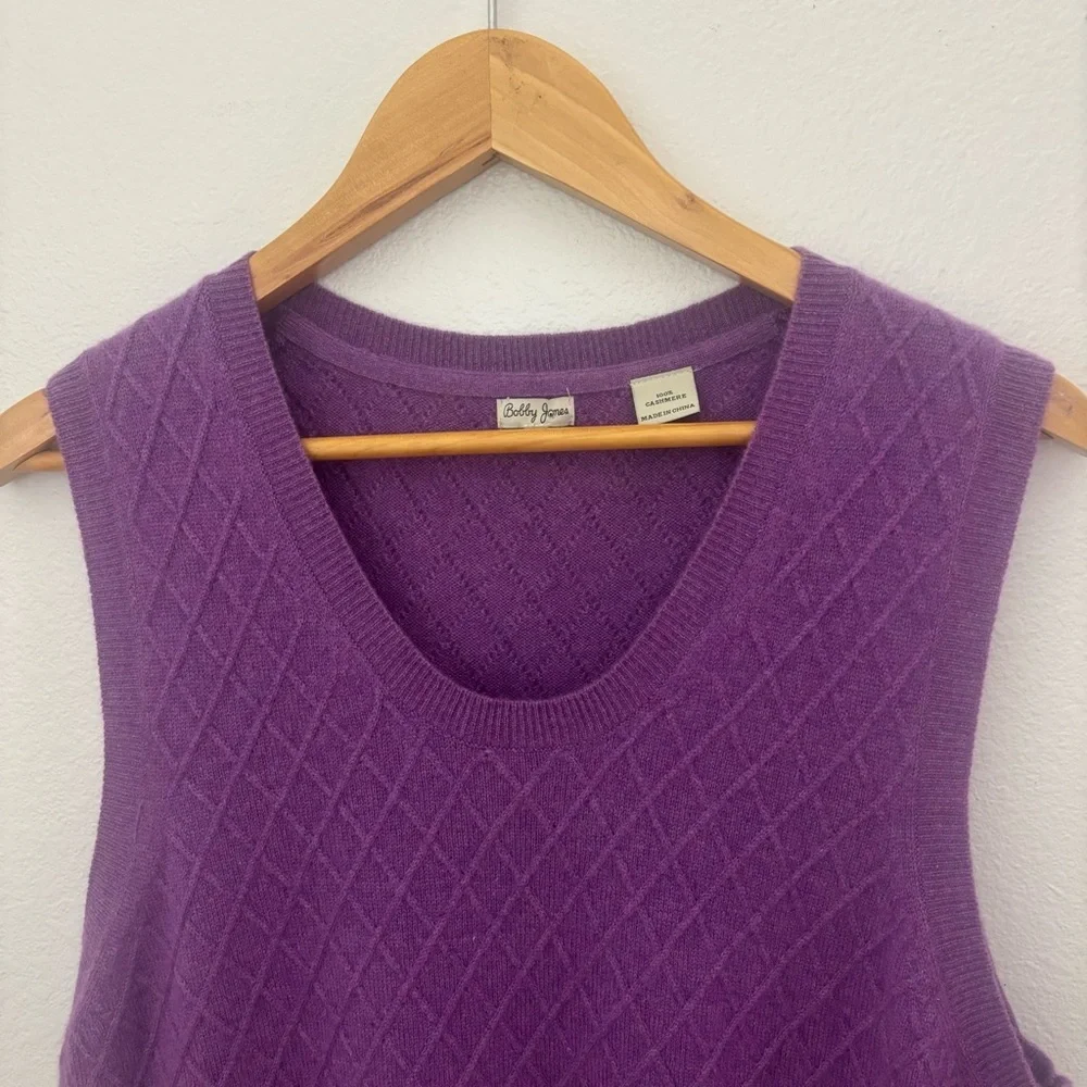Men’s Bobby Jones 100% Cashmere Argyle Sweater Vest Purple XL Golf Preppy